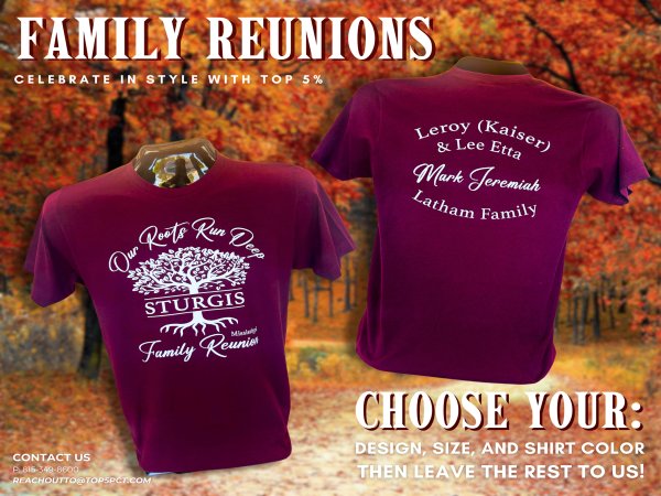 Custom matching family reunion shirts for group events in Bolingbrook and Joliet IL