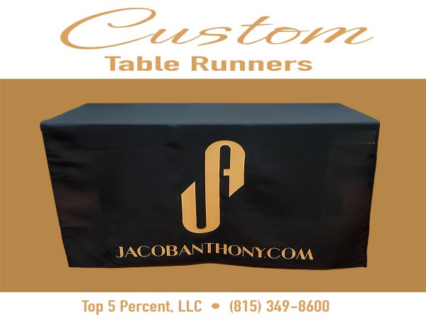 Custom table runner printed for an event in Joliet Illinois