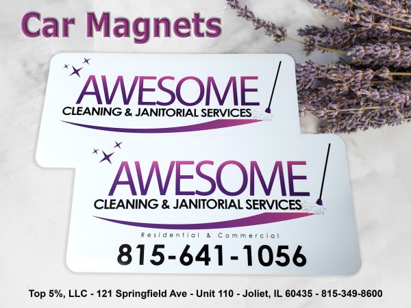 Custom business car magnets and magnetic vehicle signs printed in Joliet Illinois