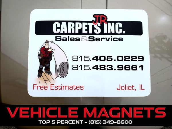 Custom magnet vehicle signs and car door magnets printed in Joliet Illinois