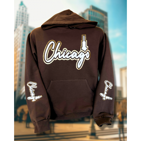 Gold Foil and Puff Chicago Hoodie Gold Foil and Puff Chicago Hoodie